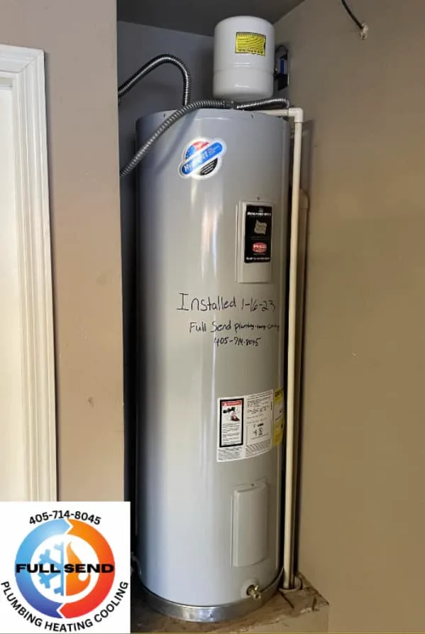 Newly installed water heater tank in Perkins Oklahoma